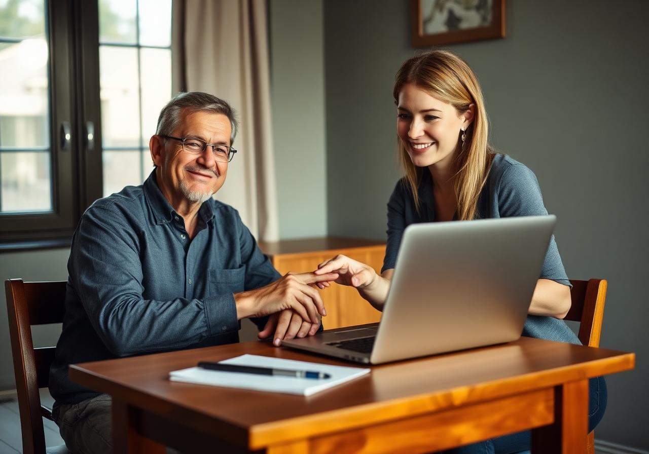Veteran and advisor reviewing claim documents together on a laptop