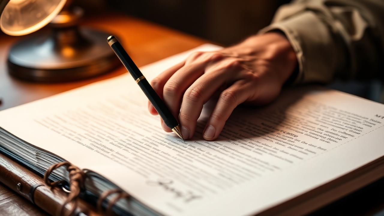 Veteran writing a personal statement by hand